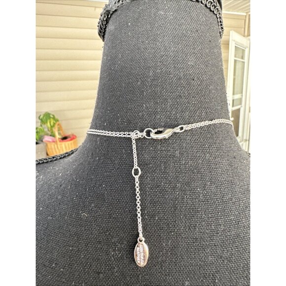 Chicos Faux Pearl CZ Silver Tone 18" Long Rope Link Chain Statement Necklace NEW - Picture 8 of 14